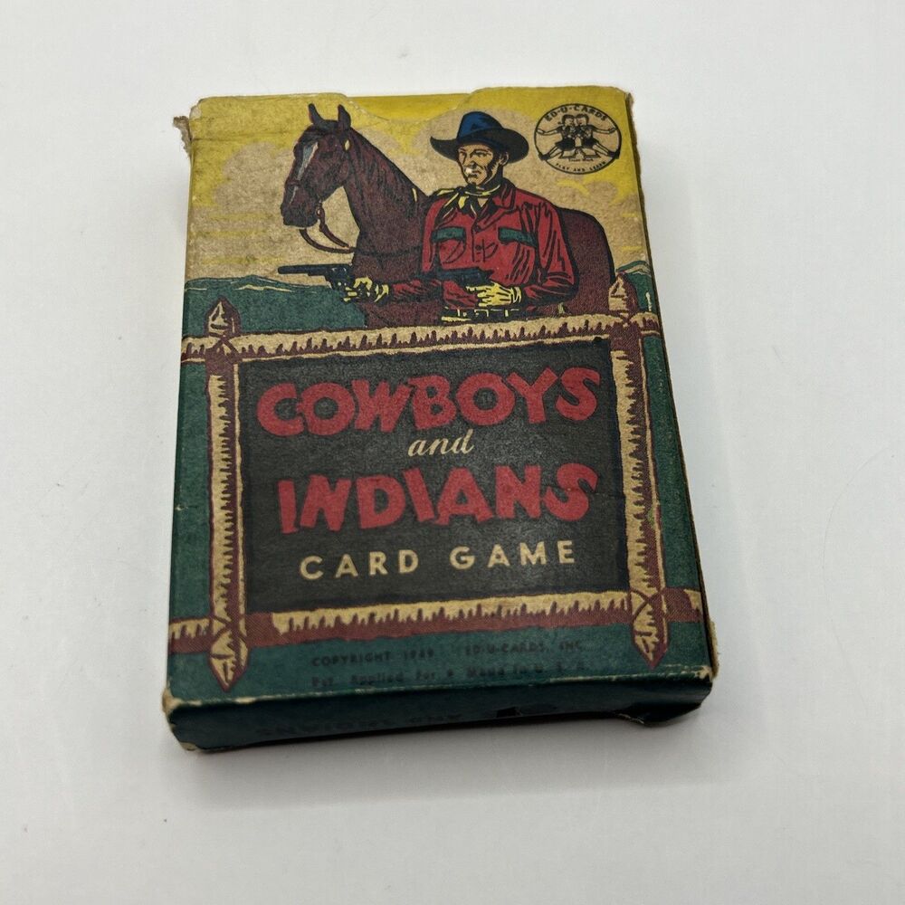 Vintage  1949 COWBOYS AND INDIANS Card Game ED-U-CARDS COMPLETE